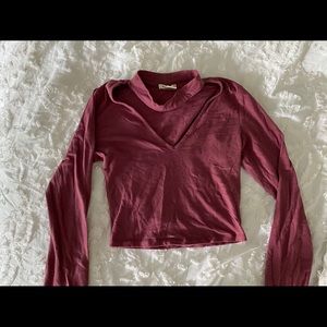 long sleeve v neck with collar